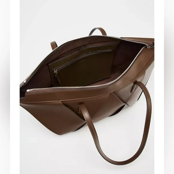 Zara Woven Brown Tote Bag - Picture 6 of 7